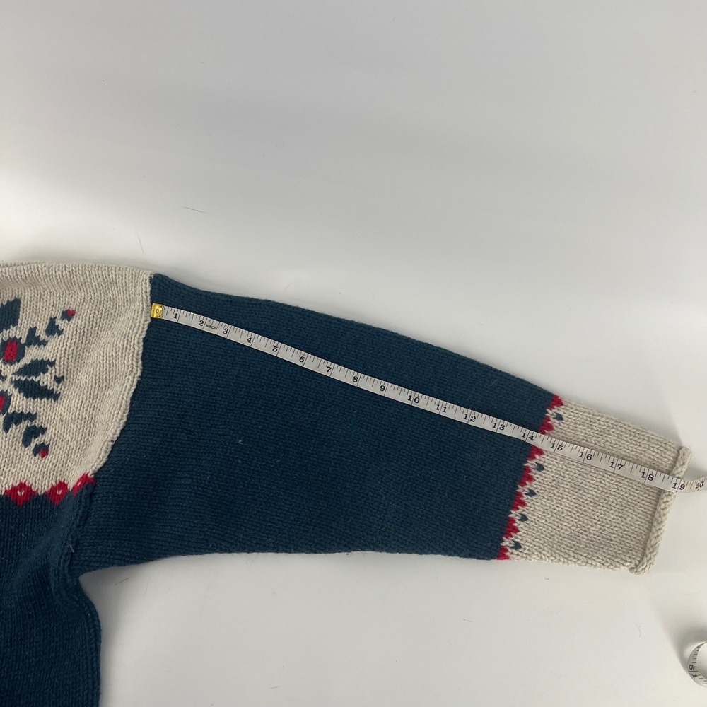 Vintage Eddie Bauer Wool Fair Isle Roll Neck Sweater XL Snowflake Nordic USA - Picture 7 of 8